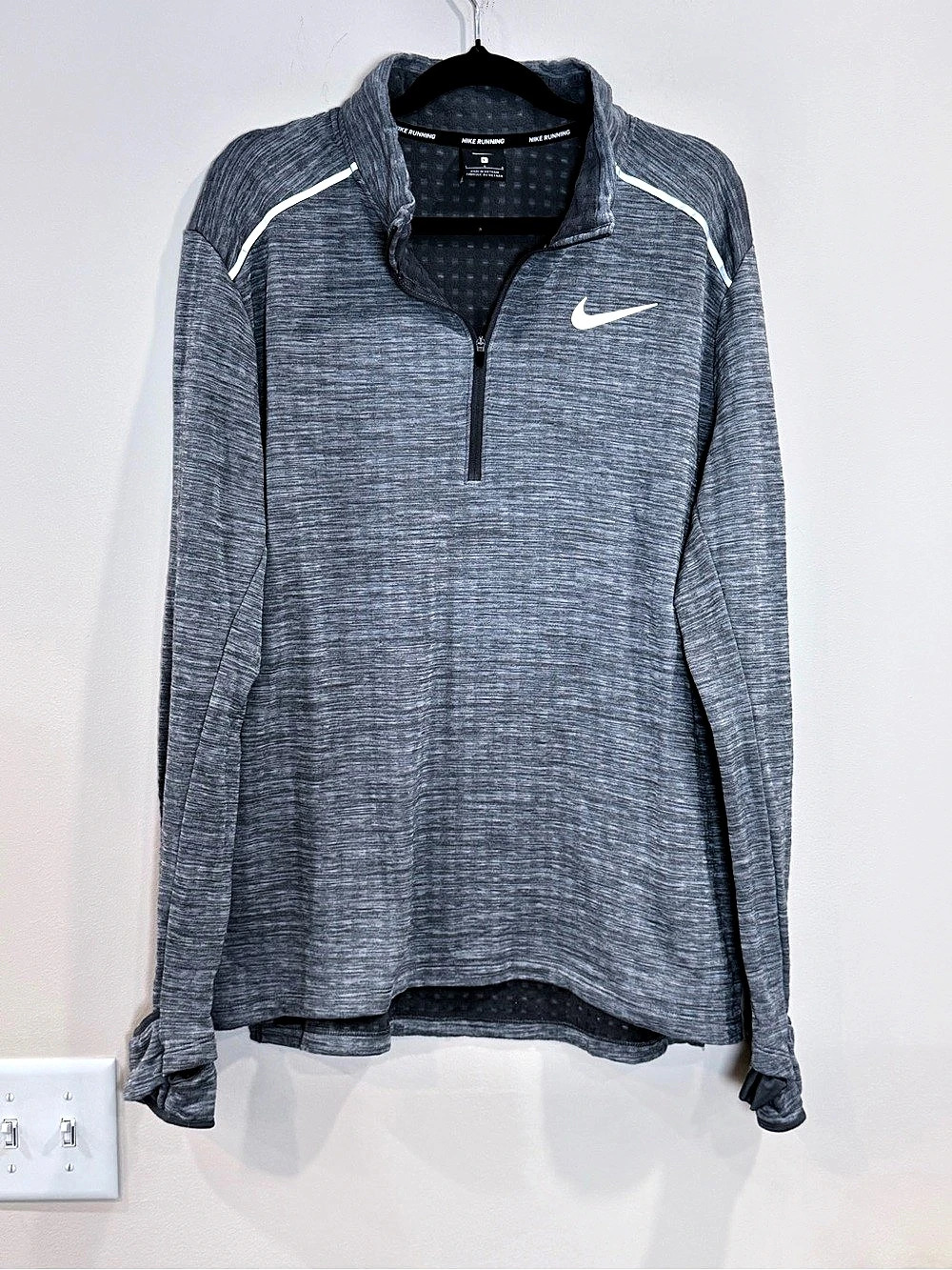🔥Nike Running Therma-FIT Half-Zip Pullover Men's Gray Half-Zip Running Top Size